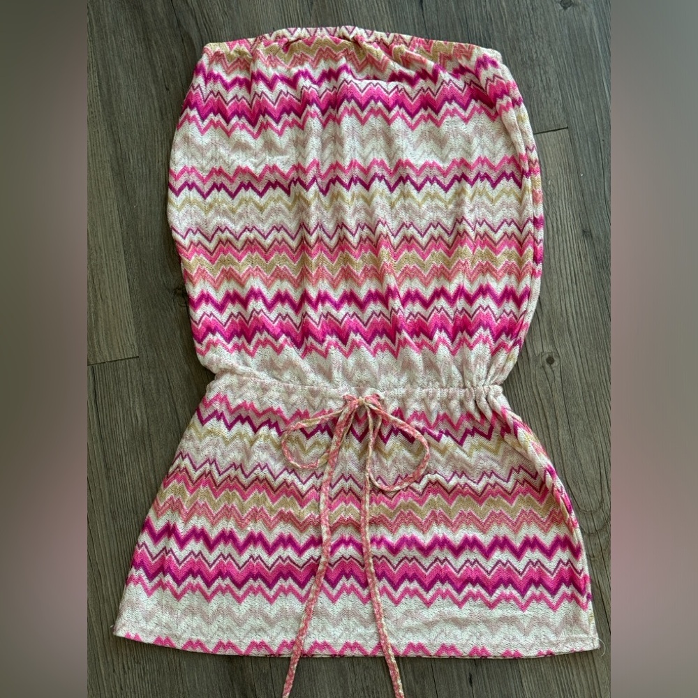 JORDAN TAYLOR Strapless Chevron Swimsuit Coverup (Size XS) Retail: $79